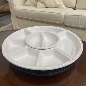 Acacia Ceramic Lazy Susan Serving Set - 5 Pieces