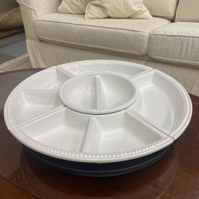 Acacia Ceramic Lazy Susan Serving Set - 5 Pieces