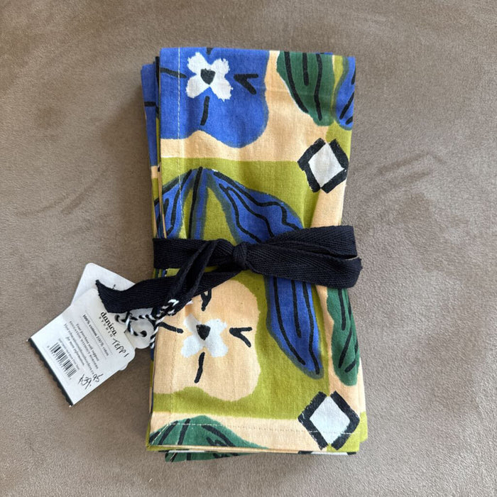 Teppi - Cotton Napkin - Green Blue Flowers