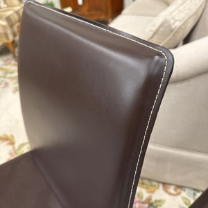 PAIR Leather Dining Chairs with Accent Hand Stitching