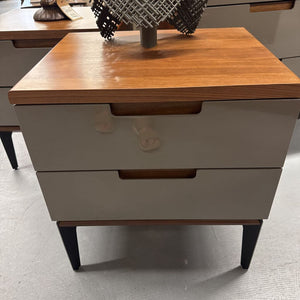 'Penda' Grey Laminate, Walnut Veneer 2 Drawer Bedside Table