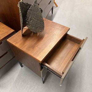 'Penda' Grey Laminate, Walnut Veneer 2 Drawer Bedside Table
