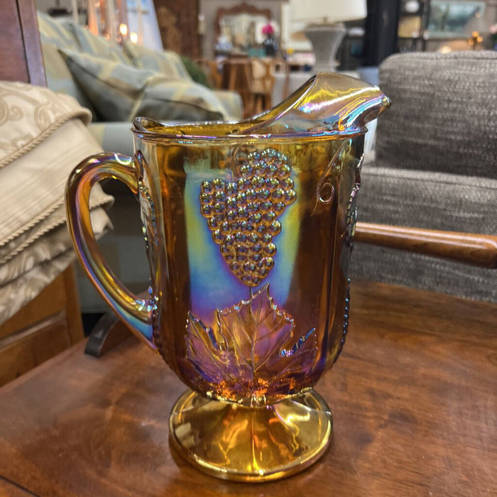 Vintage Golden Carnival Harvest Glass Pitcher