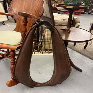 Leather Saddle Mirror - Salvage w Chain