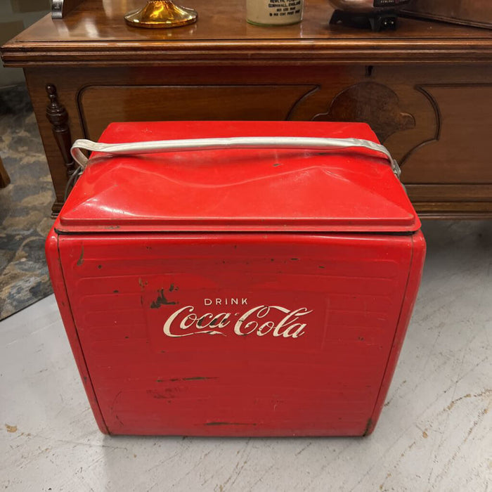 Antique Vintage Coca Cola Red Metal Cooler - Condition Noted