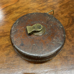 Antique Chesterman Sheffield Leather Cased Surveyors Tape Measure