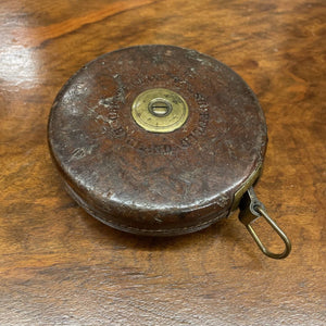 Antique Chesterman Sheffield Leather Cased Surveyors Tape Measure