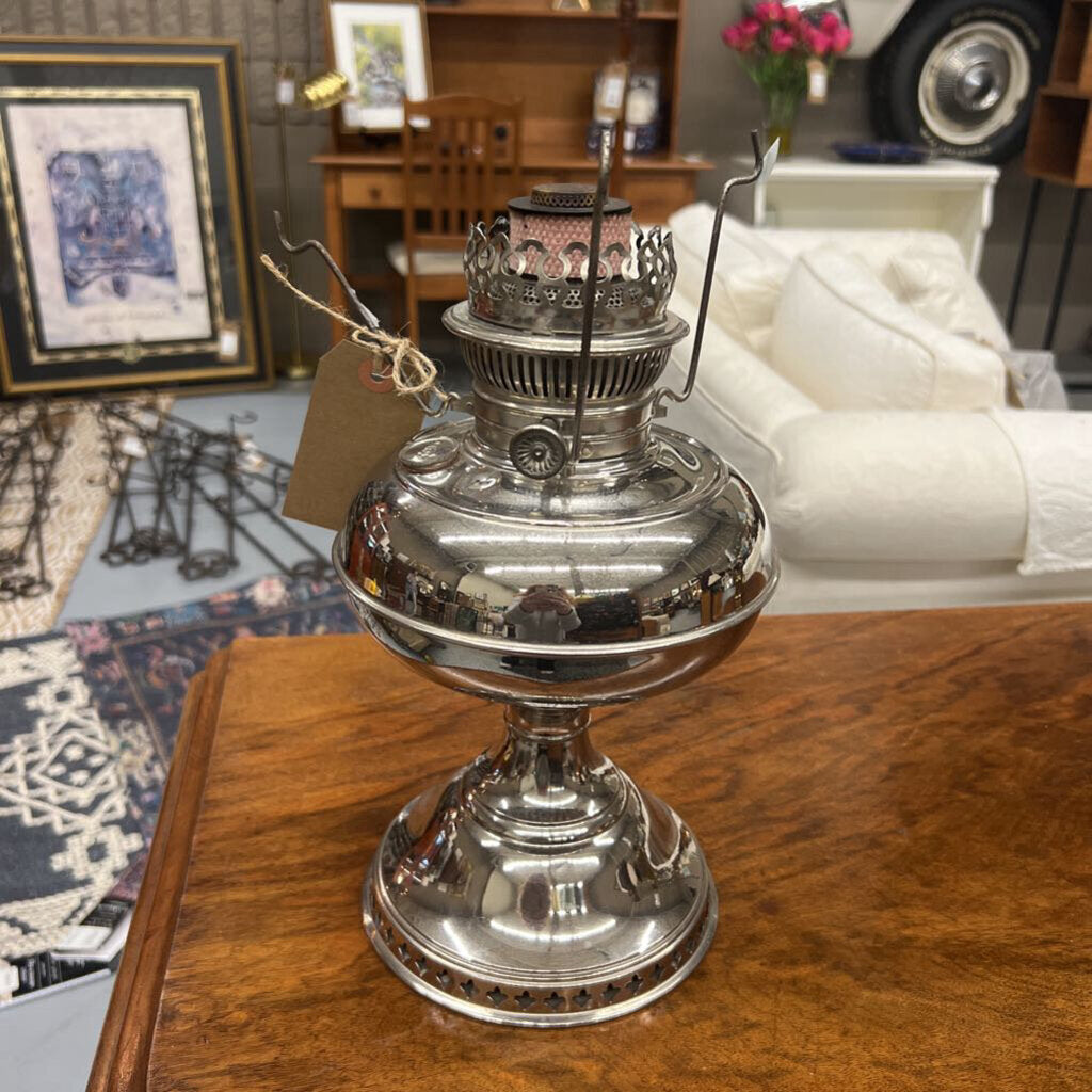 Antique Rayo Nickel Plated Oil Lamp - Base Only