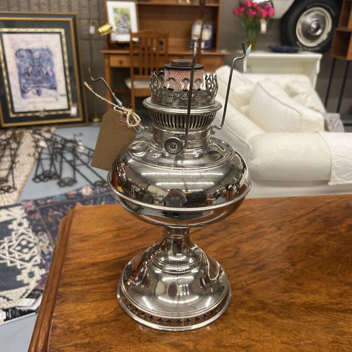 Antique Rayo Nickel Plated Oil Lamp - Base Only
