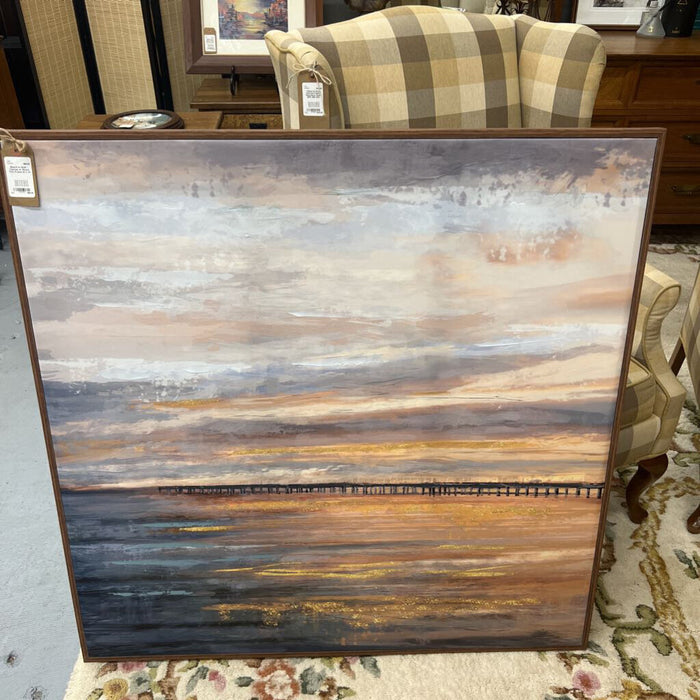 Beach in Gold - Canvas w Wood Trim Frame