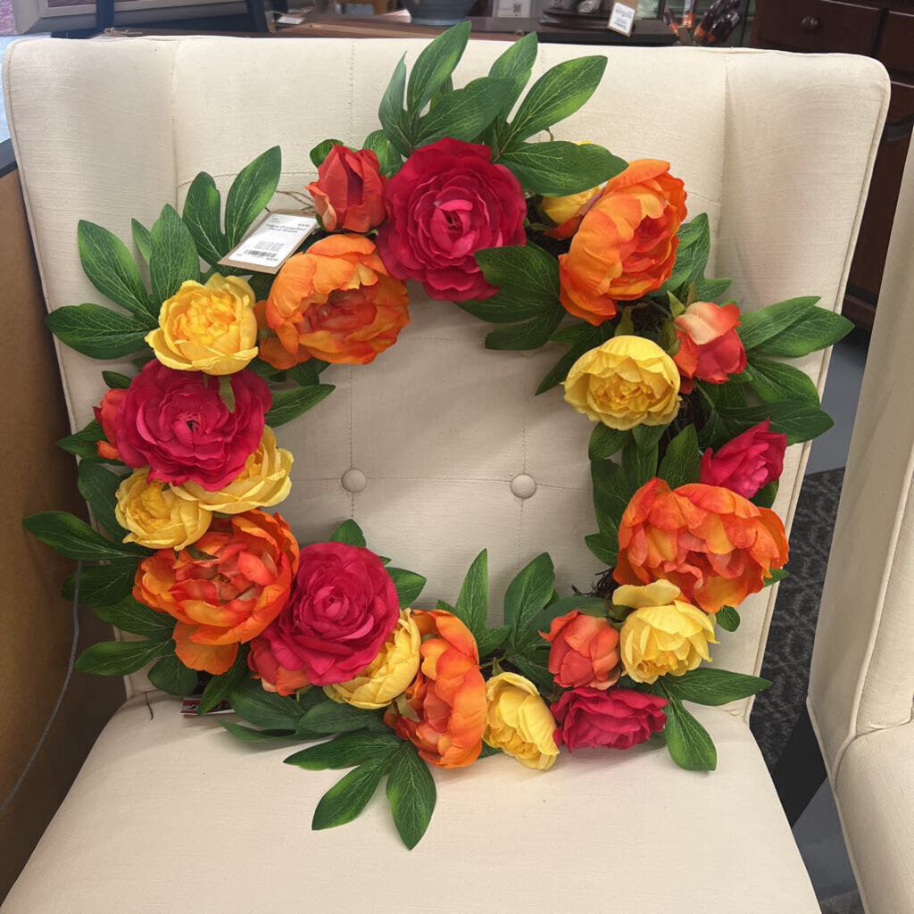 Yellow/Orange/Red/Floral Wreath