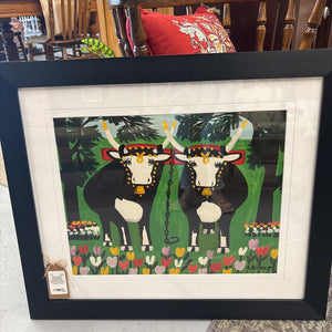 Framemakers International "Pair of Oxen" Framed Print by Maud Lewis Cdn. Artist