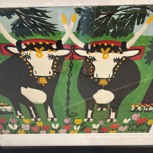 Framemakers International "Pair of Oxen" Framed Print by Maud Lewis Cdn. Artist