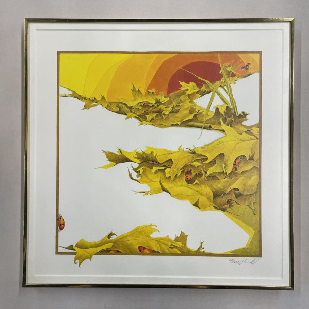 'Ladybugs' Print (1113/1650) in Gold Frame by Peter Parnell