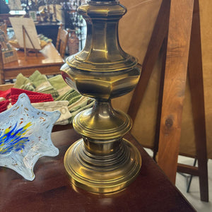 Brass Lamp w Cream Pleated Shade