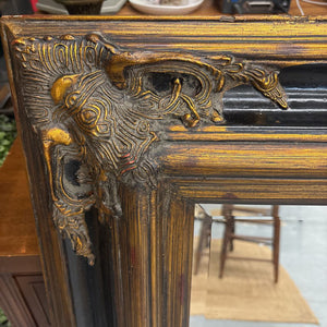 Antique Mirror w Black Laquer/Gold Ornate Frame