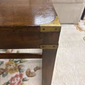 Mahogany Coffee Table w Brass Corners & Inlay