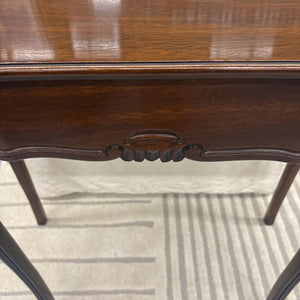 Mahogany Demi-Lune Hall Table w Carved Apron