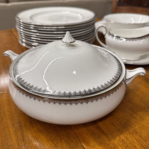 Swan Lake China (12 D & S Plates, Tureen, Gravy Boat, Serv. Platter Plate & Bowl)