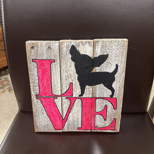 Hand Painted Fence Wall Art Sign 'Love your Dog'