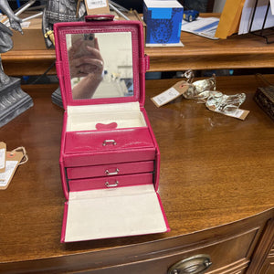 Pink Faux Snake Skin Jewelry Box w Inserts