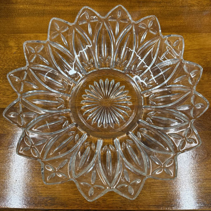 Clear Glass Flower Petal Low Bowl