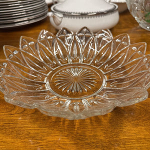 Clear Glass Flower Petal Low Bowl