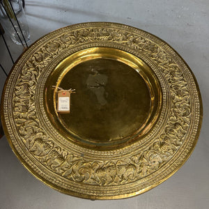 Antique Brass Tray w Fold Away Wooden Table