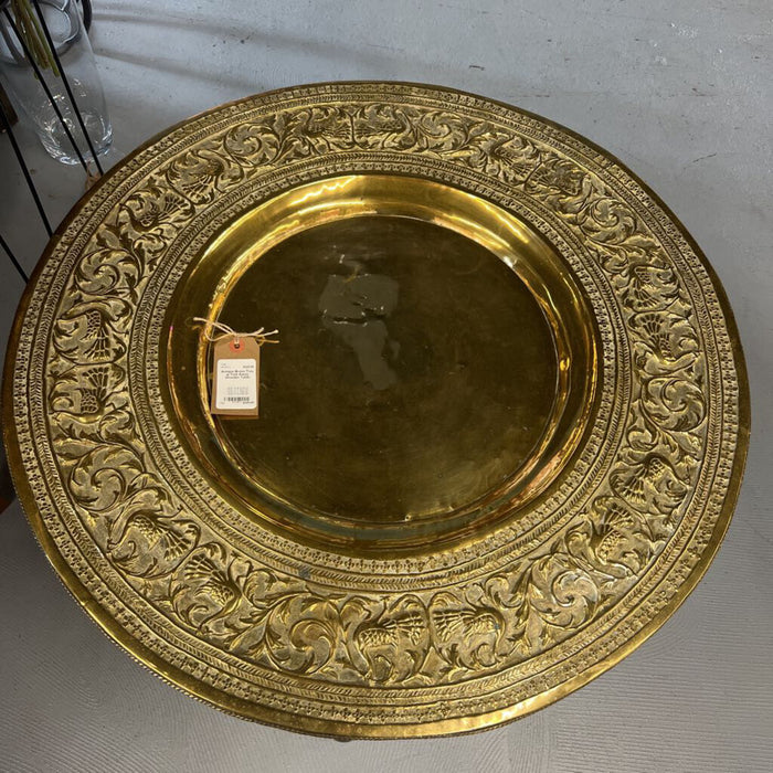 Antique Brass Tray w Fold Away Wooden Table