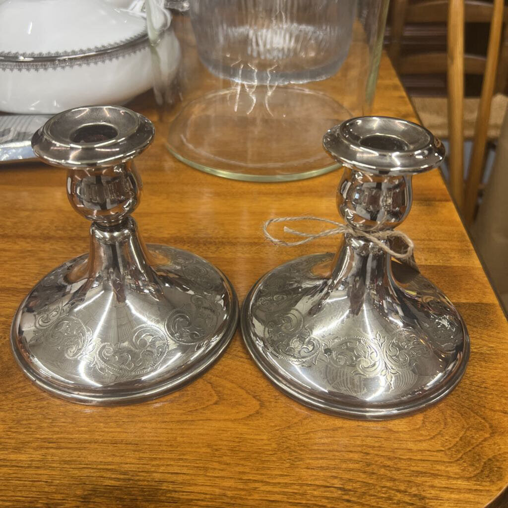 PAIR BIRKS Sterling Silver Taper Candlestick Holders