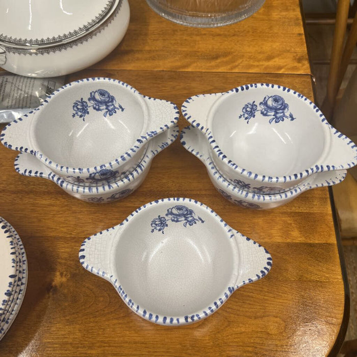 SET Vintage Terre a Feu Ceramic Cookware (Lrg Soup, 5 Bowls/Plates)