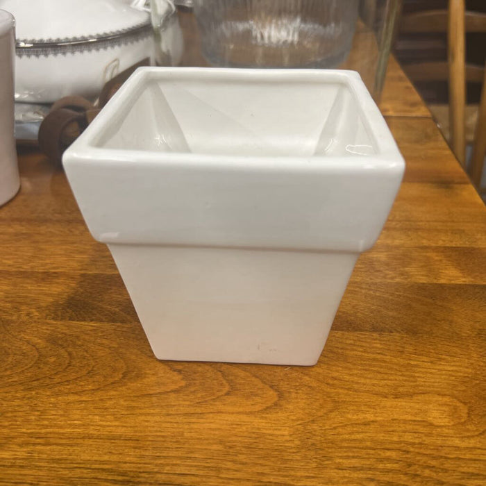 Mini White Ceramic Square Planter