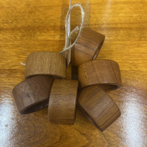SET of 6 MCM Teak Napkin Rings