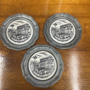 SET of 3 Vintage German Pewter Souvenir (Baden) Wall Plates