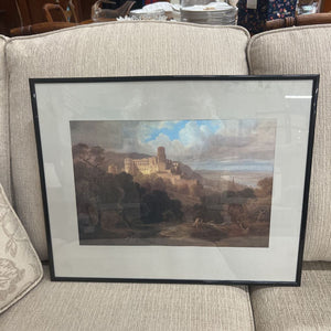 'The Castle' English Landscape Print in Black Frame