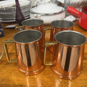 Set of 4 - TAGUS Vintage Copper and Brass Mugs (Portugal)