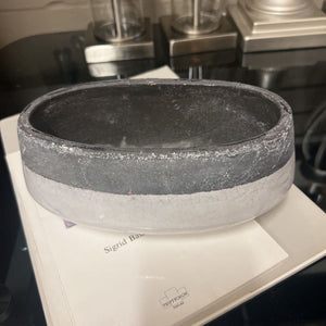 Small Oval Ceramic Two-Toned Planter