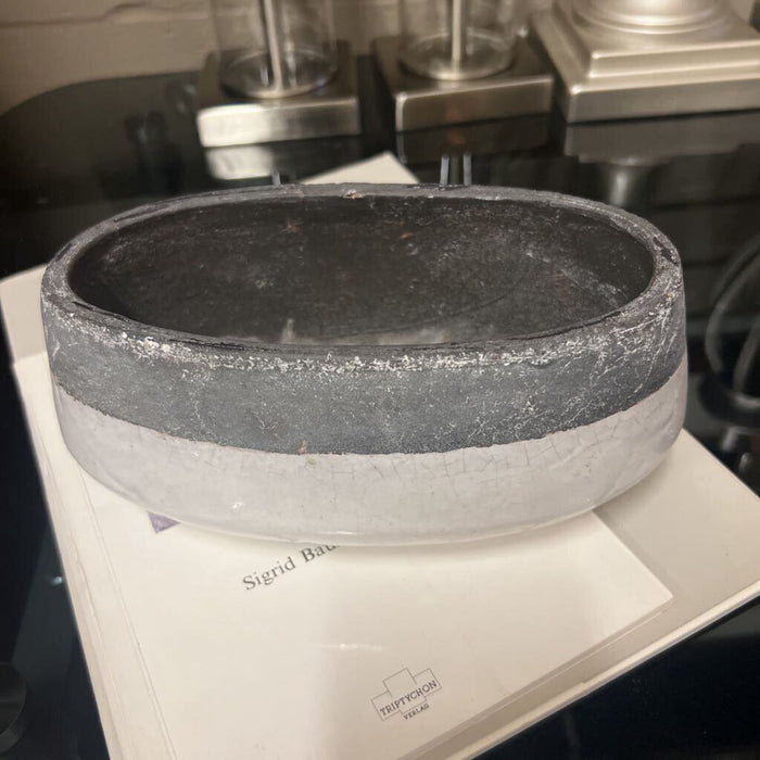 Small Oval Ceramic Two-Toned Planter