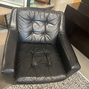 Black Leather MCM Low Profile Chairs on Castors