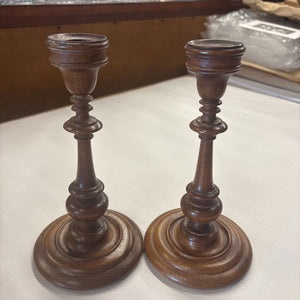 Pair of Vintage Wooden Candleholders