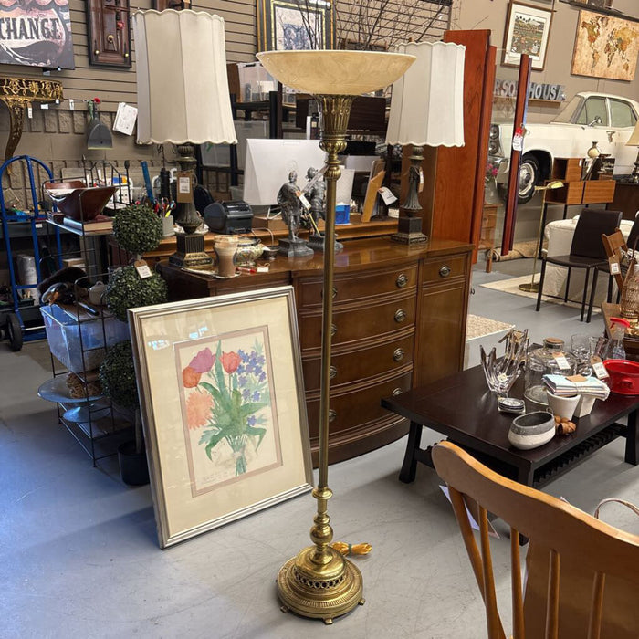 Antique Brass Torchiere Floor Lamp