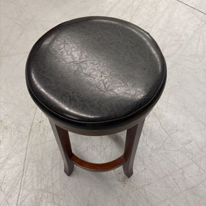 Mahogany Bar Stool w Black Leather Seat