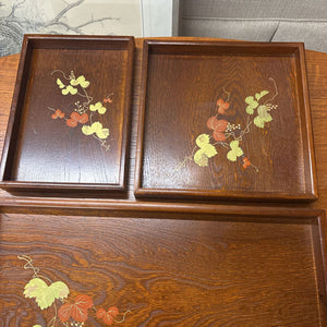 Vintage MCM 3 Piece Wooden Nesting Serving Trays (Japan)
