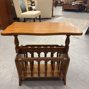 Oak Side Table w Magazine Rack