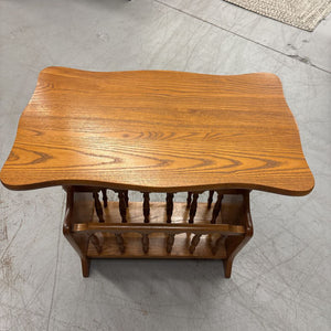 Oak Side Table w Magazine Rack