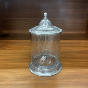 Vintage Pewter & Glass Vanity Jar