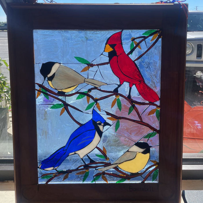 'Fall Feast' Stained Glass in Vintage Frame by LOCAL ARTIST BONITA BELL