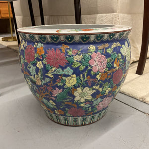 Asian Ceramic Planter- Blue Floral Pagota