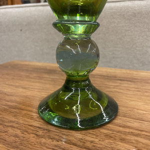 PAIR Mexican Style Green Goblet with Glass Ball Stem