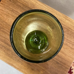 PAIR Mexican Style Green Goblet with Glass Ball Stem